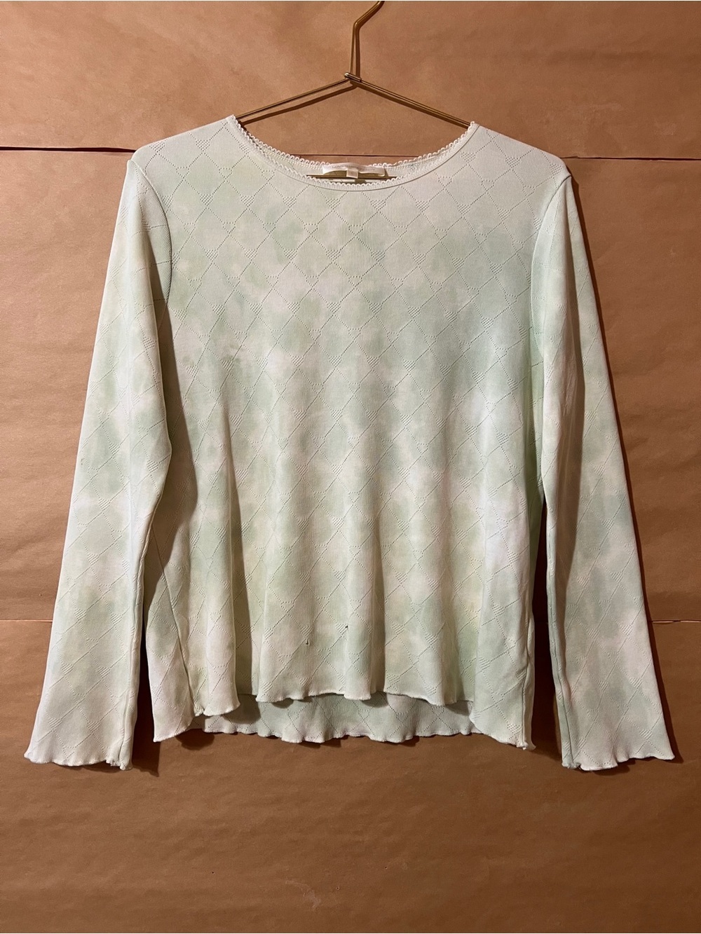 LoveShackFancy | Yulia Top Pointelle Knit Heart Diamond Tie Dye Cotton Size L